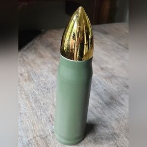 NWT Gold and Green Bullet-Shaped Thermos Tumbler